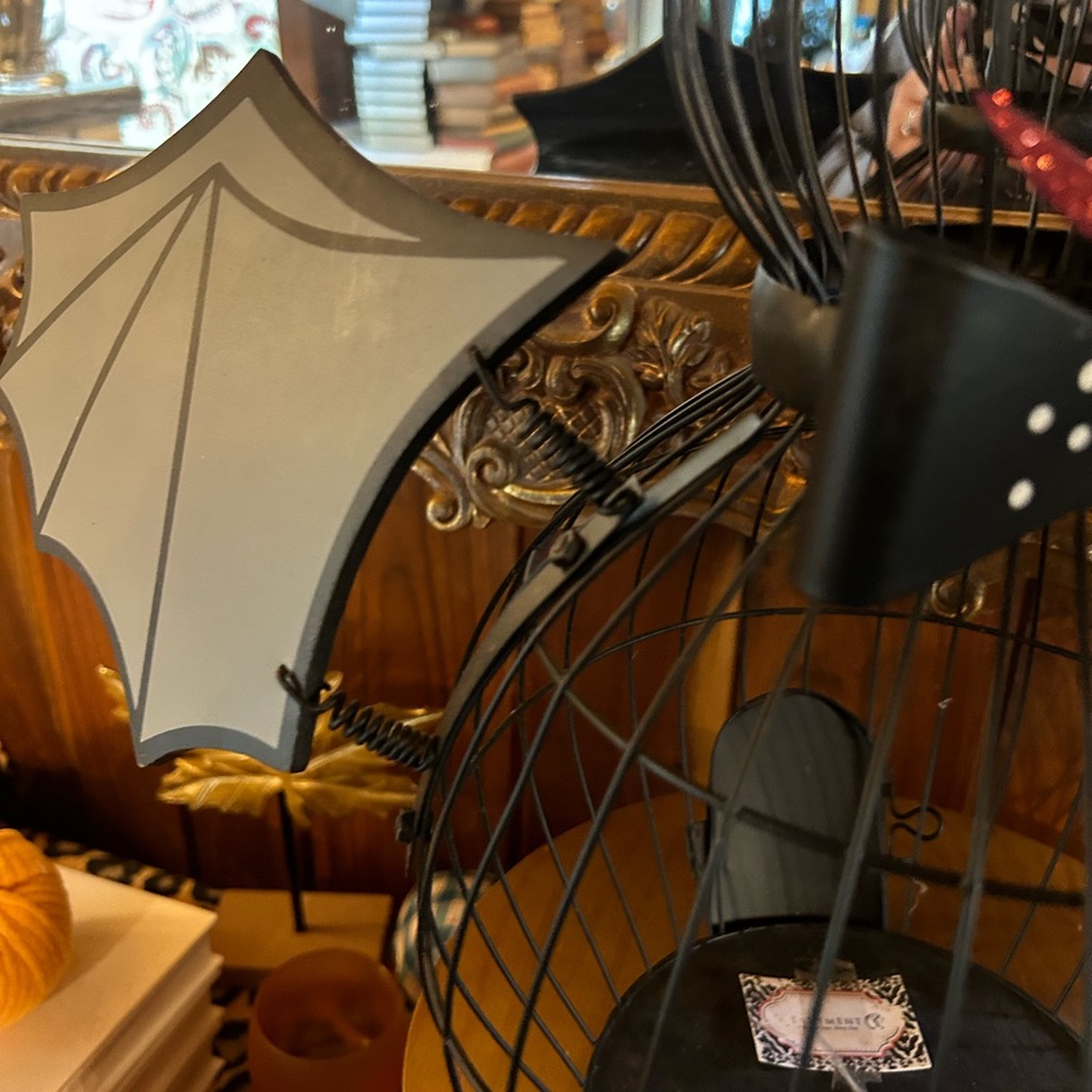 Department 56 black bat wire birdcage, Halloween decor - Picture 6 of 6